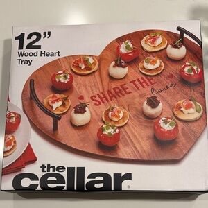 The Cellar 12" Share the Love Wood Heart Tray
